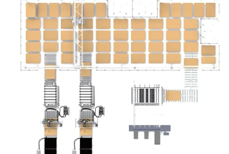 IDEA FS-3012 — plan de amplasare cu două unități de ridicare și poziții multiple de alimentare