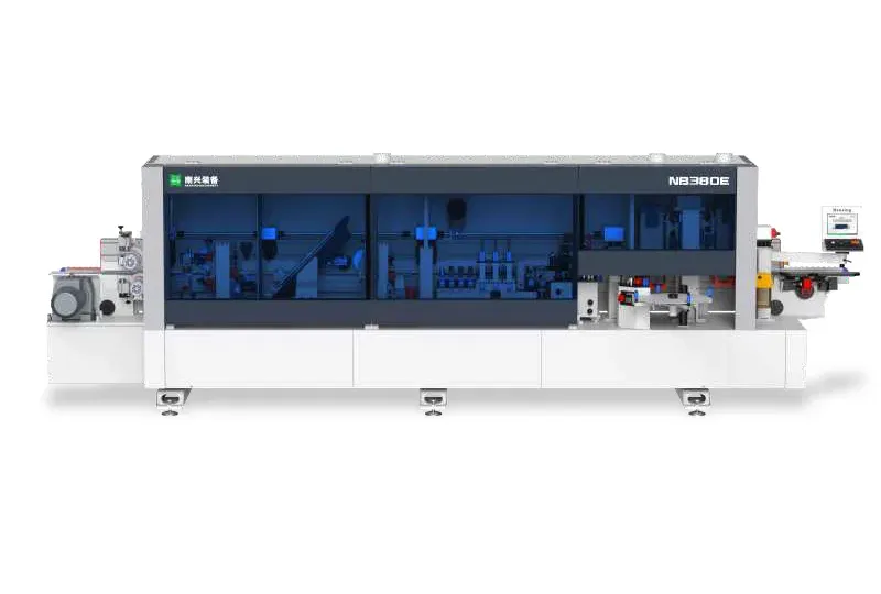 Mașină de aplicat cant softforming 45 grade NB380E Nanxing — vedere de ansamblu