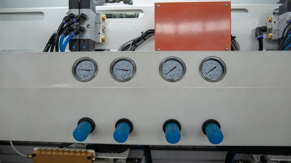 Mașină de aplicat cant softforming 45 grade NB380E Nanxing — vedere de ansamblu