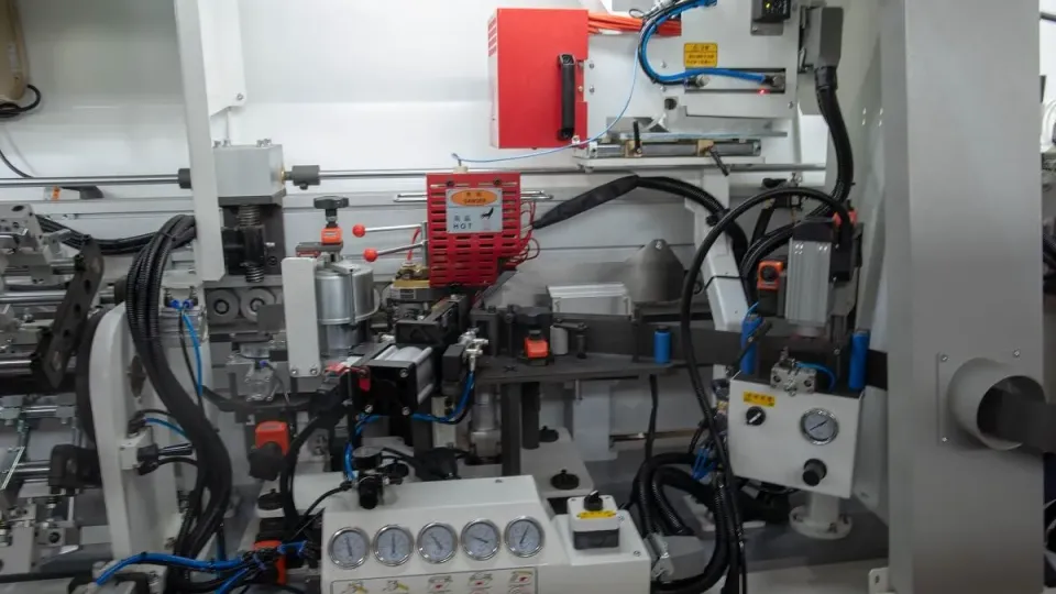 Mașină de aplicat cant softforming 45 grade NB380E Nanxing — vedere de ansamblu