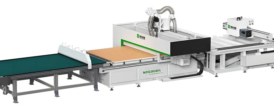 Centru de prelucrare CNC nesting NCG3021L(LL) Nanxing — linie completă cu încărcare și descărcare automată